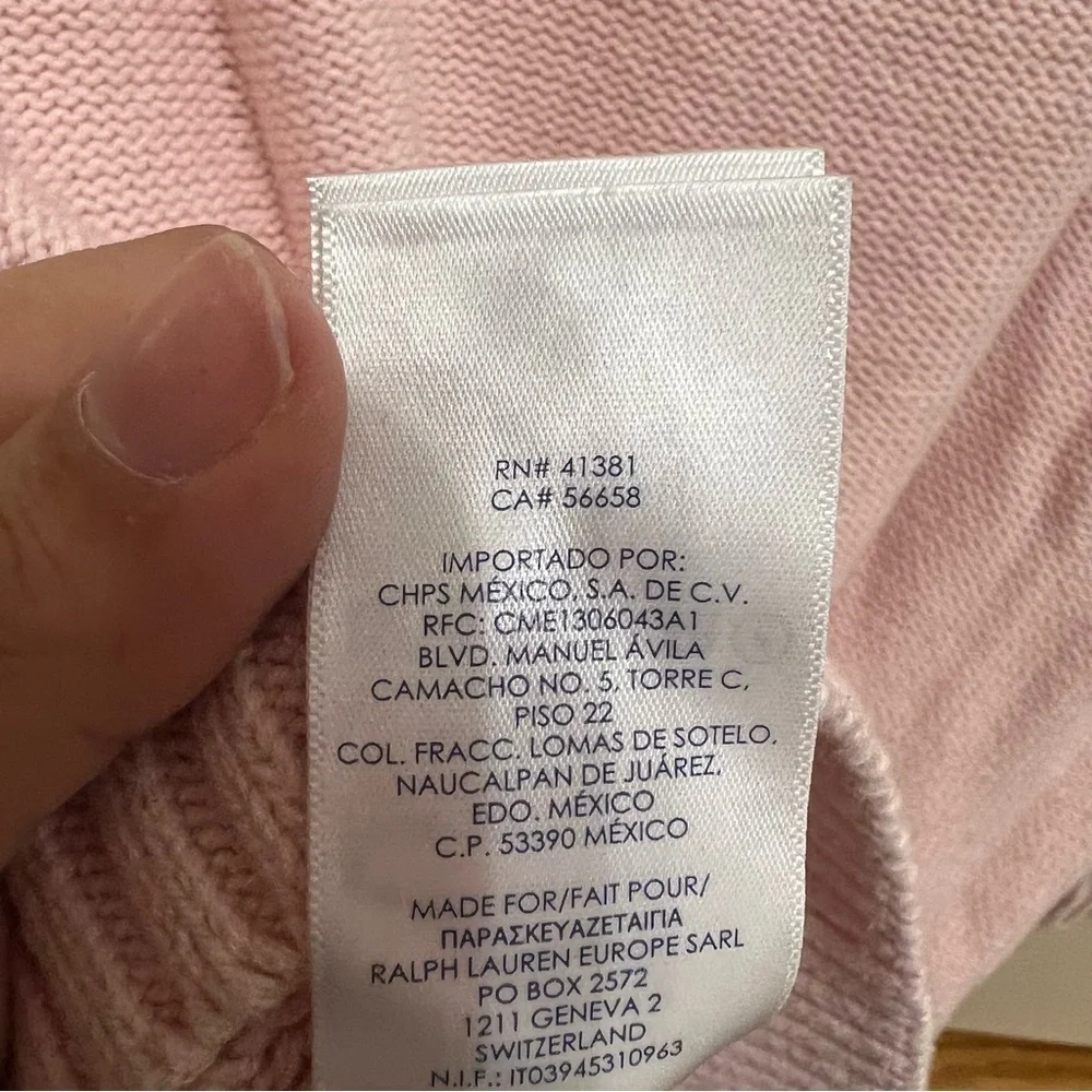 Chaps Light Pink Cable Knit Boat Neck Cotton Sweater Size Small